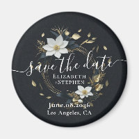 White Gold Floral Wreath Wedding Save The Date