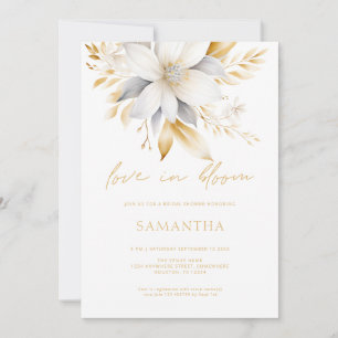 White Gold Florals Love In Bloom Bridal Shower  Invitation