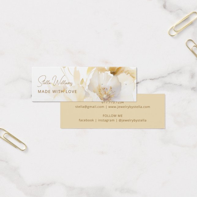 White Gold Flower Stud Earring Display Card (Office)