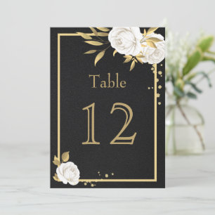 white gold flowers geometric black table number
