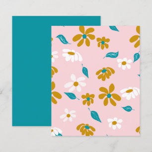 White Gold Flowers Pink Turquoise Scrapbook Paper