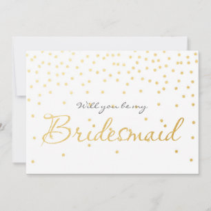 White & Gold Foil Confetti Dots BRIDESMAID CARD