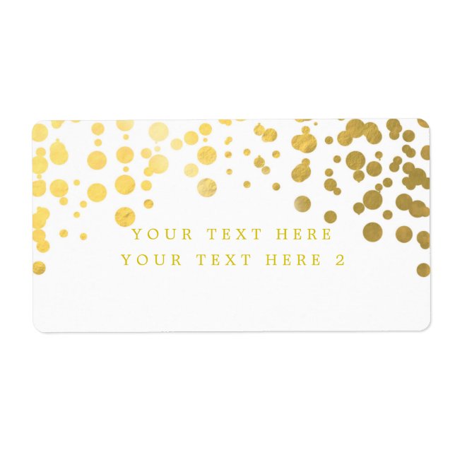 White & Gold Foil Confetti Modern Package Label (Front)