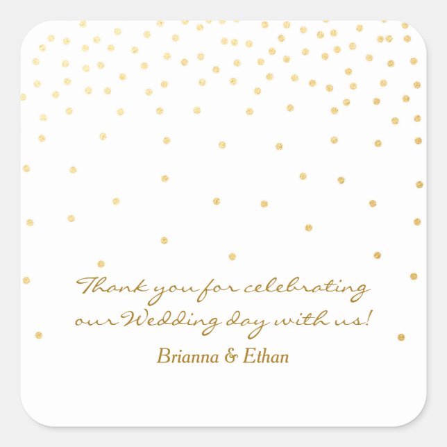 White & Gold Foil Dots Modern Wedding Stickers (Front)