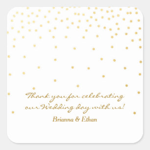 White & Gold Foil Dots Modern Wedding Stickers