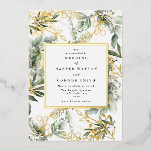 White Gold Foil Frame Botanical   Boho Eucalyptus