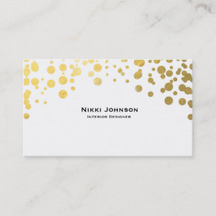 White Gold Foil Glam Confetti Dots Business Card
