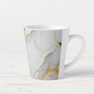 White & Gold Foil Marble Agate Latte Mug