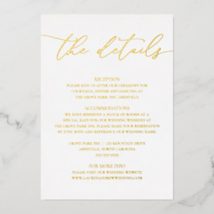 White Gold Foil Minimalist Wedding Enclosure Card 