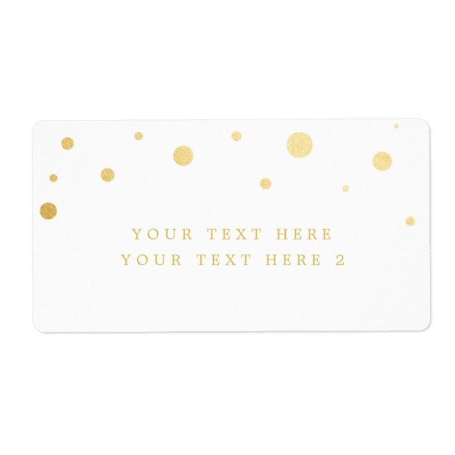 White & Gold Foil Modern Dots Party Package Label (Front)