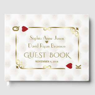 White Gold Gatsby Casino Las Vegas Poker Wedding  Guest Book