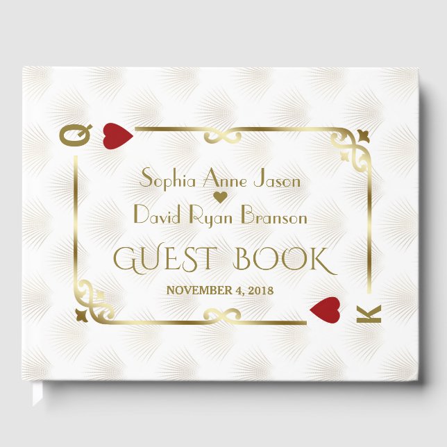 White Gold Gatsby Casino Las Vegas Poker Wedding  Guest Book (Front)