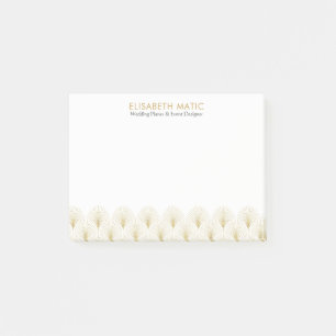 White & Gold Geometric Art-deco Pattern Post-it Notes