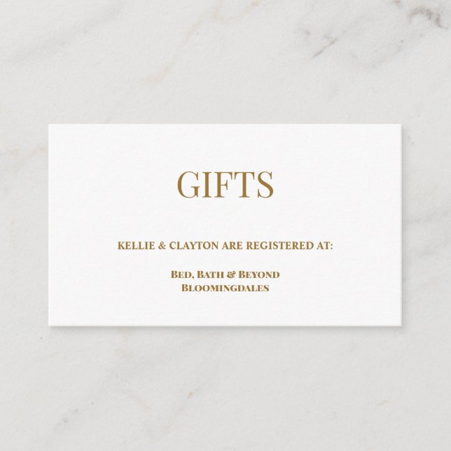White/Gold Gift Registry Enclosure Card (Front)