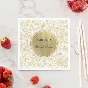 White Gold Glam Confetti Bridal Shower Napkin