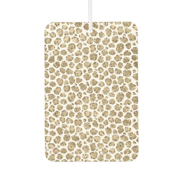 White Gold Glam Glitter Glitz Leopard Print        Car Air Freshener (Front)