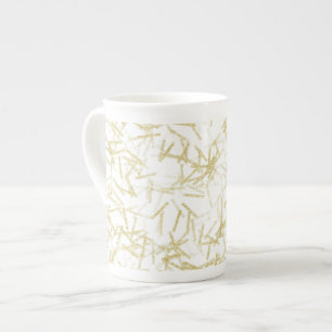 White Gold Glam Glitzy Sparkle Bone China Mug