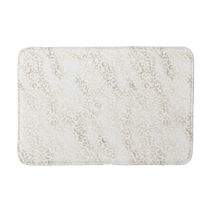 White Gold Glam Leopard Print Bath Mat