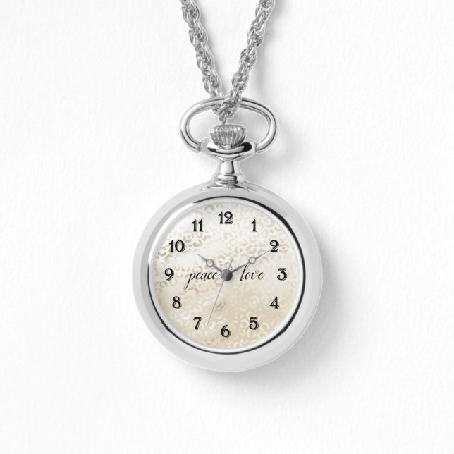 White Gold Glam Leopard Print personalised Watch (Front)