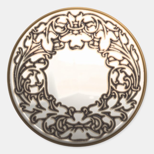 White gold glass sewing button vintage sticker (Front)