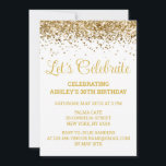 White & Gold Glitter 30th Birthday Let's Celebrate Invitation<br><div class="desc">White and Gold Glitter Invite,  30th Birthday Party invitation Thirty,  Let's celebrate digital Any Age,  Instant download Forty Fifty Sixty,  Personalised 21st 40th 50th 60th,  Elegant Milestone template Sweet 16,  Custom 18th Glam Golden Confetti,  Adult Calligraphy Modern Stylish script,  Chic trendy simple for her,  Bling 16th quinceanera 15th celebration</div>
