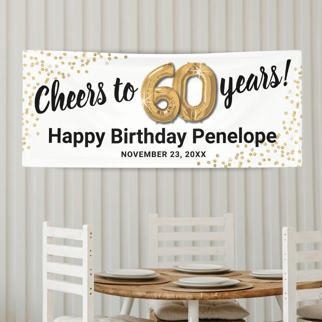 White Gold Glitter 60th Birthday Banner (Creator Uploaded)