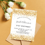 White gold glitter birthday budget invitation flyer<br><div class="desc">Please note that this invitation is on flyer paper and very thin. Envelopes are not included. For thicker invitations (same design) please visit our store. For an elegant 21st ( or any age) birthday party. A chic white background. Decorated with faux gold glitter, sparkles. Personalise and add a name, age...</div>