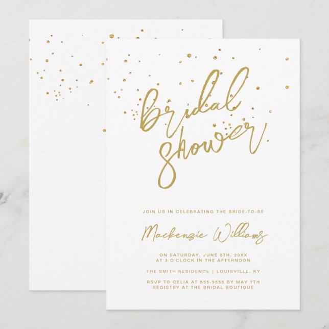 White Gold Glitter Bridal Shower Invitation (Front/Back)