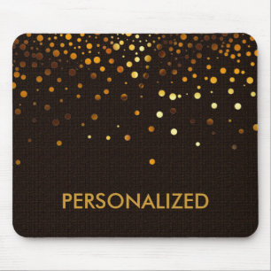 White Gold Glitter Confetti Faux Personalised Mouse Mat