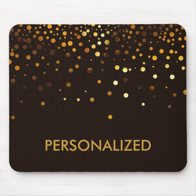 White Gold Glitter Confetti Faux Personalised Mouse Mat (Front)