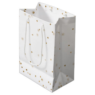 White Gold glitter confetti sparkle        Medium Gift Bag
