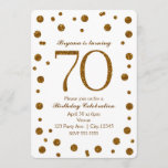 White & Gold Glitter Dots 70th 70 Birthday Party Invitation<br><div class="desc">White & Gold Glitter Dots 70th 70 Birthday Party Invitations.</div>