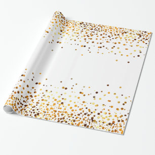 white gold glitter faux foil confetti wrapping paper