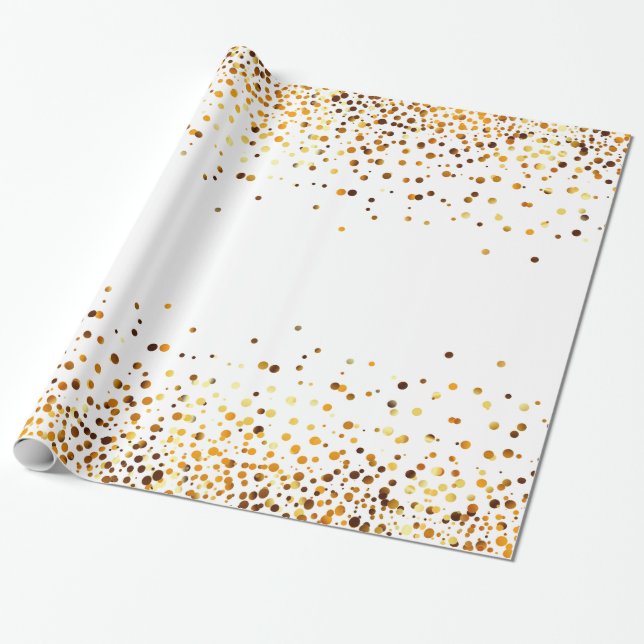 white gold glitter faux foil confetti wrapping paper (Unrolled)