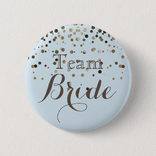 white Gold Glitter Faux Foil Wedding Team Bride 6 Cm Round Badge