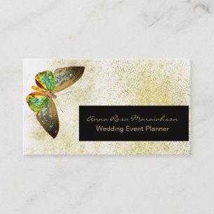 *~* White Gold Glitter Gilded Butterfly Chic Girly Business Card