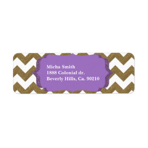 White & Gold Glitter Look Chevron Monogram