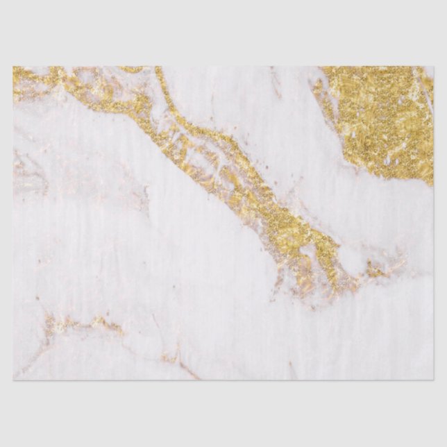 White gold glitter marble certile tissue paper (Front)