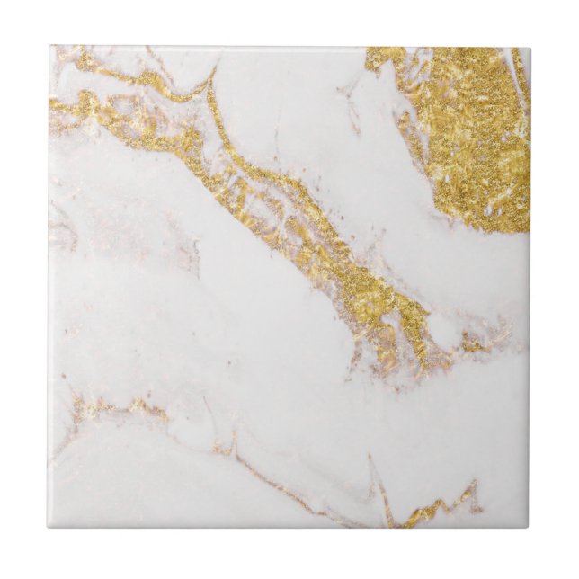 White gold glitter marble tile (Front)