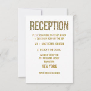 White Gold Glitter Reception Enclosure Cards