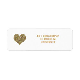 White & Gold Glitter Return Address Wedding Labels