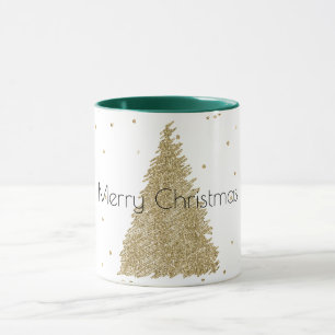 White Gold Glitter Sparkle Christmas Tree Mug