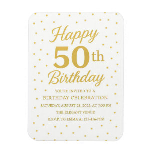 White & Gold Glitter Surprise 50th Birthday  Magnet