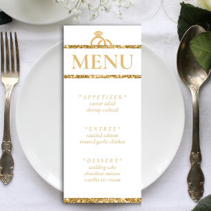 White & Gold Glitter Wedding Reception Menu