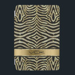 White & Gold Glitter With Black Zebra Stripes iPad Mini Cover<br><div class="desc">White diamonds glitter and sparkles ,  gold accents,  zebra stripes,  animal print pattern. Customisable monogram. If you need any help customising,  changing colour,  or anything else to any of my designs,  contact ArtOnWear designer.Free text formatting with live help available by request.</div>