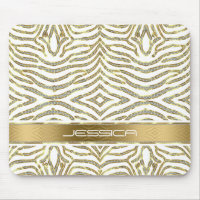 White & Gold Glitter With White Zebra Stripes