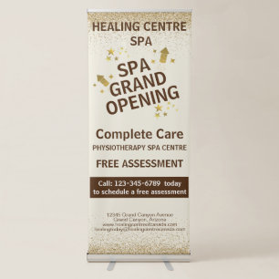 White Gold Glittery Sparky Salon Medical Centre Retractable Banner