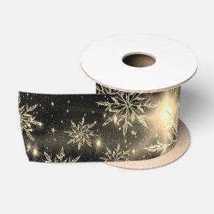 White gold glow snowflake ribbon satin ribbon