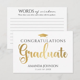 White Gold Graduate Words of Wisdom Graduation Enclosure Card