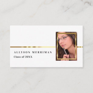 White Gold Graduation Photo Insert Name Cards